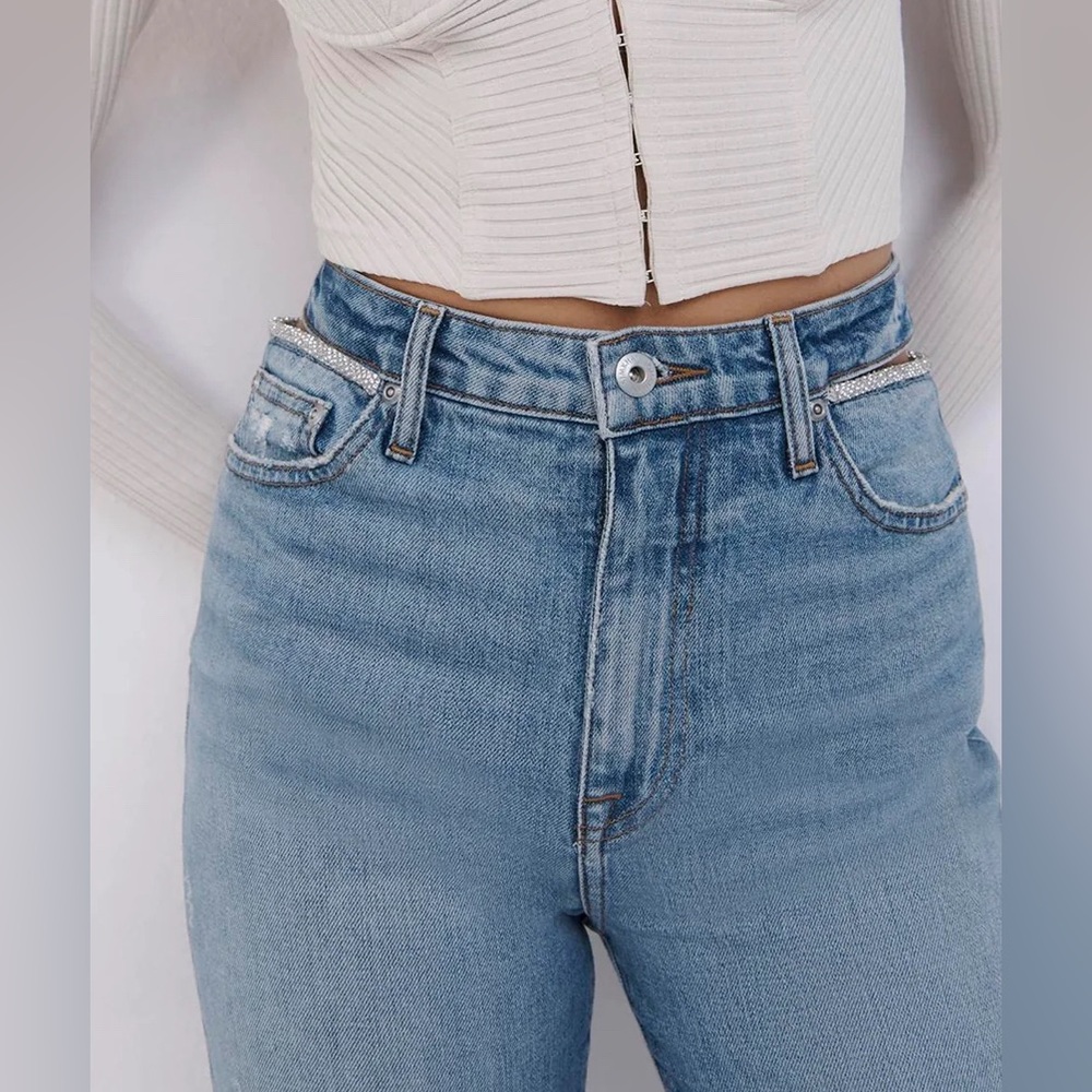 🤑 SIMKHAI Amelia Straight Leg Denim in Vintage Melrose w/ Bling